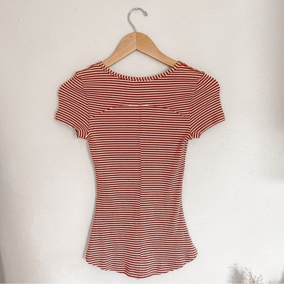 Free People | Frenchie Striped Cut Out Ribbed 90’s Y2K Tee - Picture 8 of 14